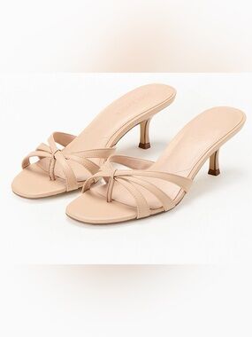 Steve Madden Cary Genuine Leather Nude Beige Tan Kitten Heel Sandal Y2K